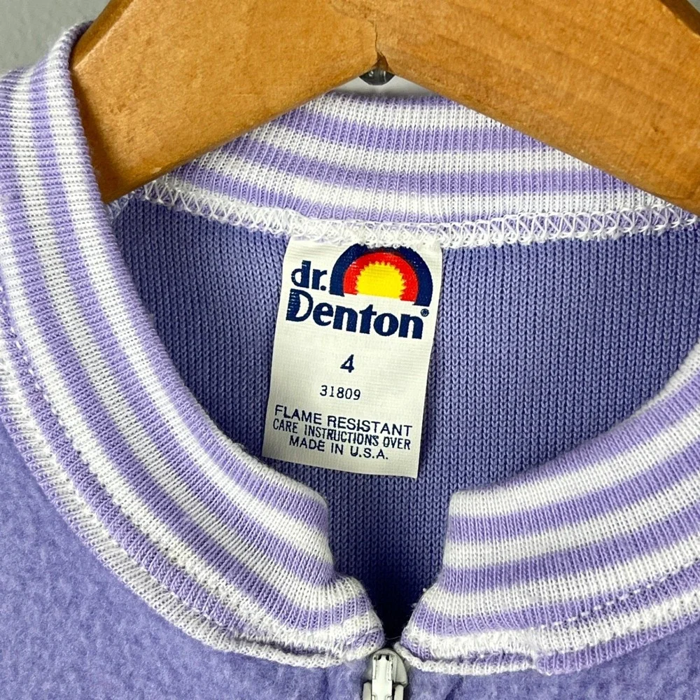 Vintage‎ Dr. Denton Footy Pajamas Girls Size 4 Purple Rainbow Bear One Piece PJs